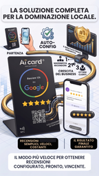 Recensioni Google Stand con NFC e QR Code Supporto da Banco Preconfigurato per Google Business Profile Basetta PVC Raccogliere Feedback Clienti Totem Recensioni Ristoranti Bar Negozi